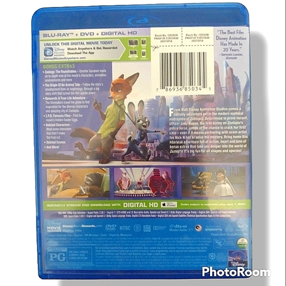 Blue-Ray+DVD Zootopia Disney Movie Double Disc Set - Picture 2 of 4